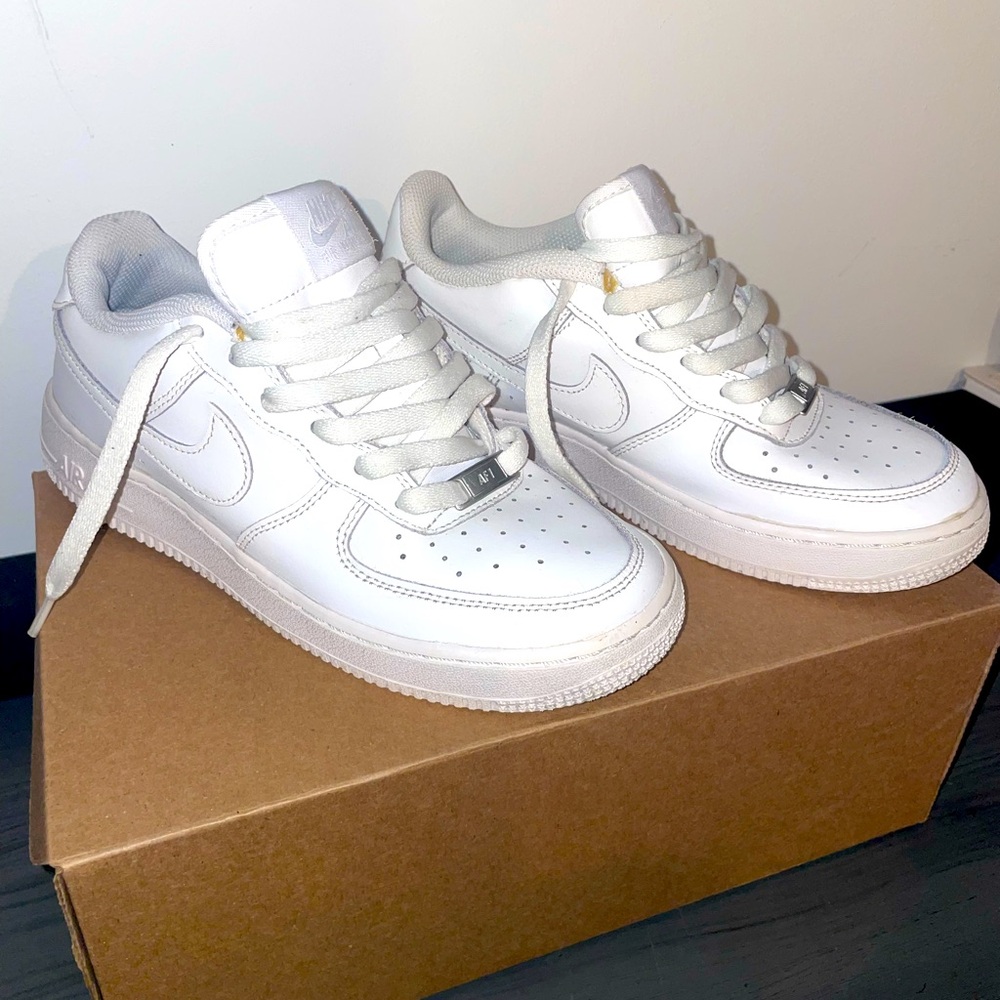 Air Force 1, size 6.5 boys, color way “white”